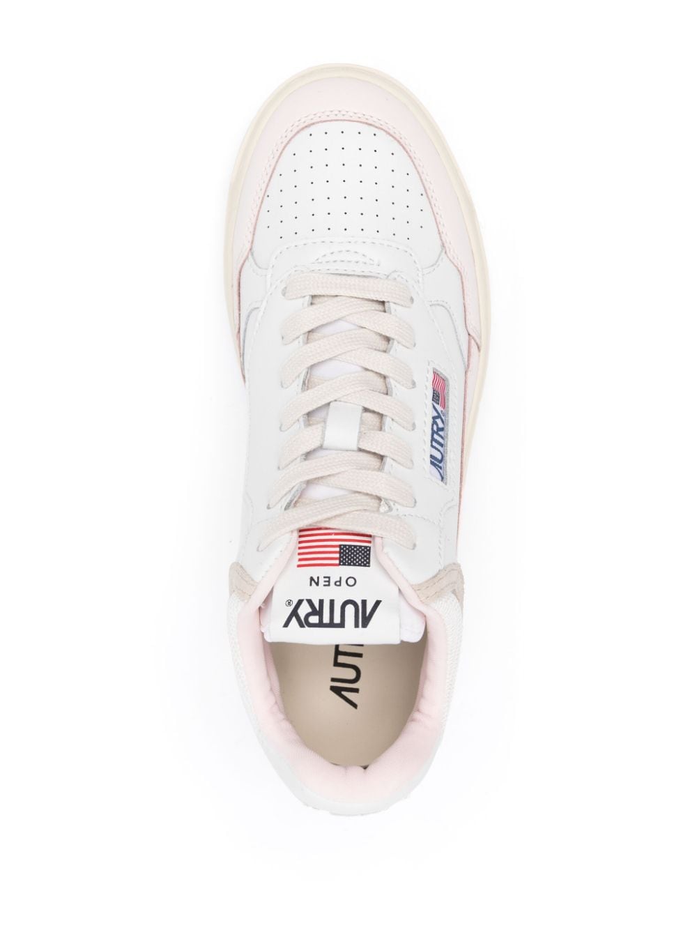 Shop Autry Open Mid Leather Sneakers In White