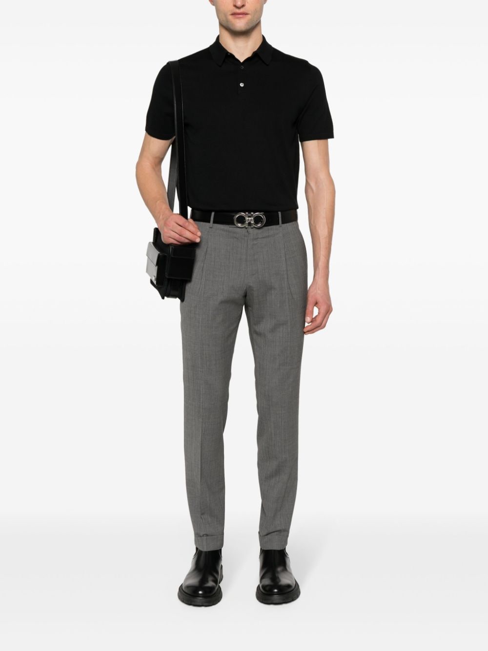 Shop Fedeli Short-sleeves Cotton Polo Shirt In Schwarz
