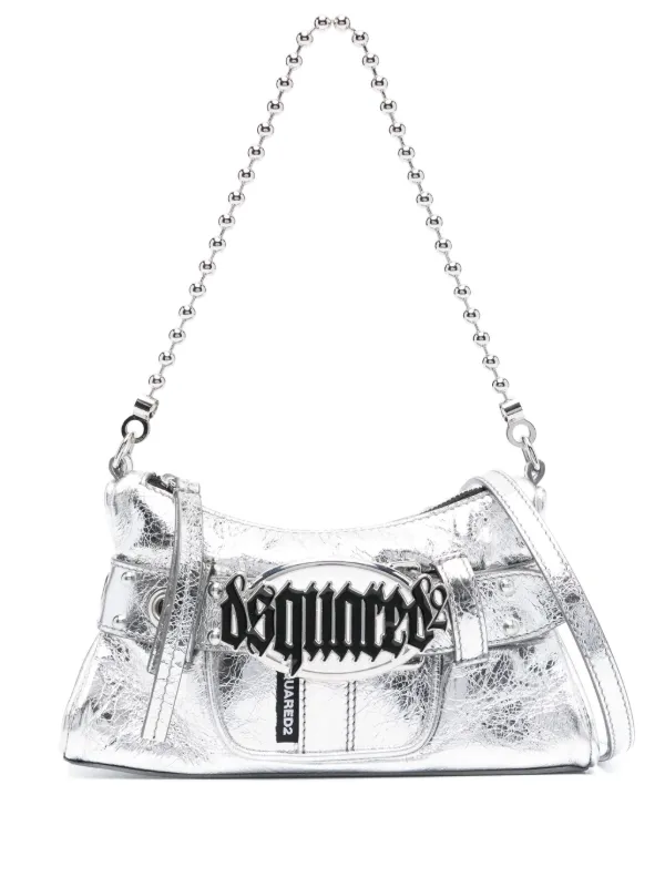 Dsquared2 タフルDフラククラッチハック CLW003740907866 2124 DSQUARED2 logo-engraved Leather Clutch Bag | Black | FARFETCH