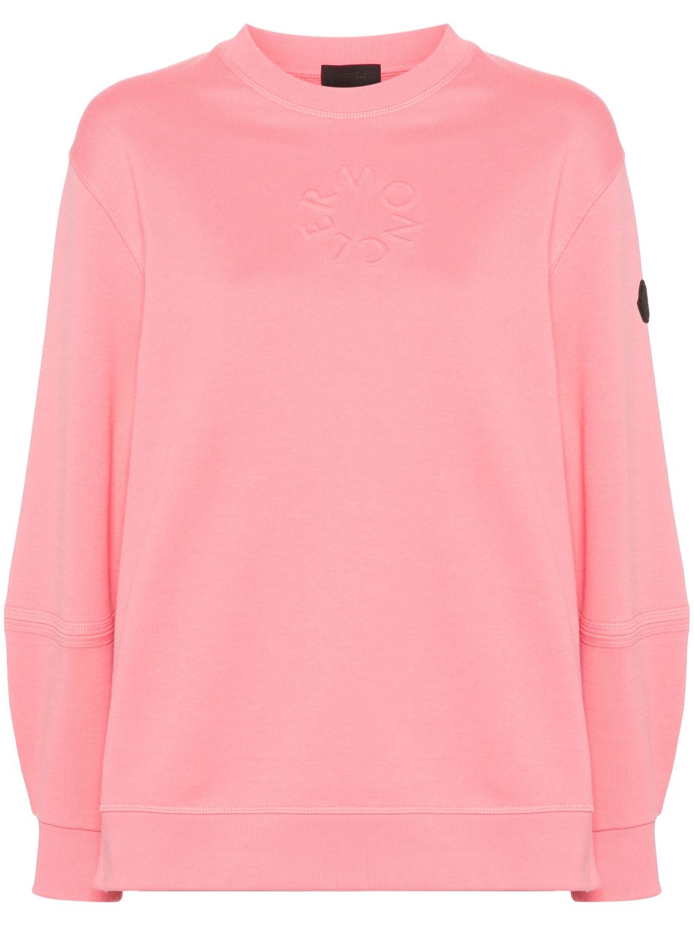 Moncler Katoenen sweater met logo-reliëf Roze