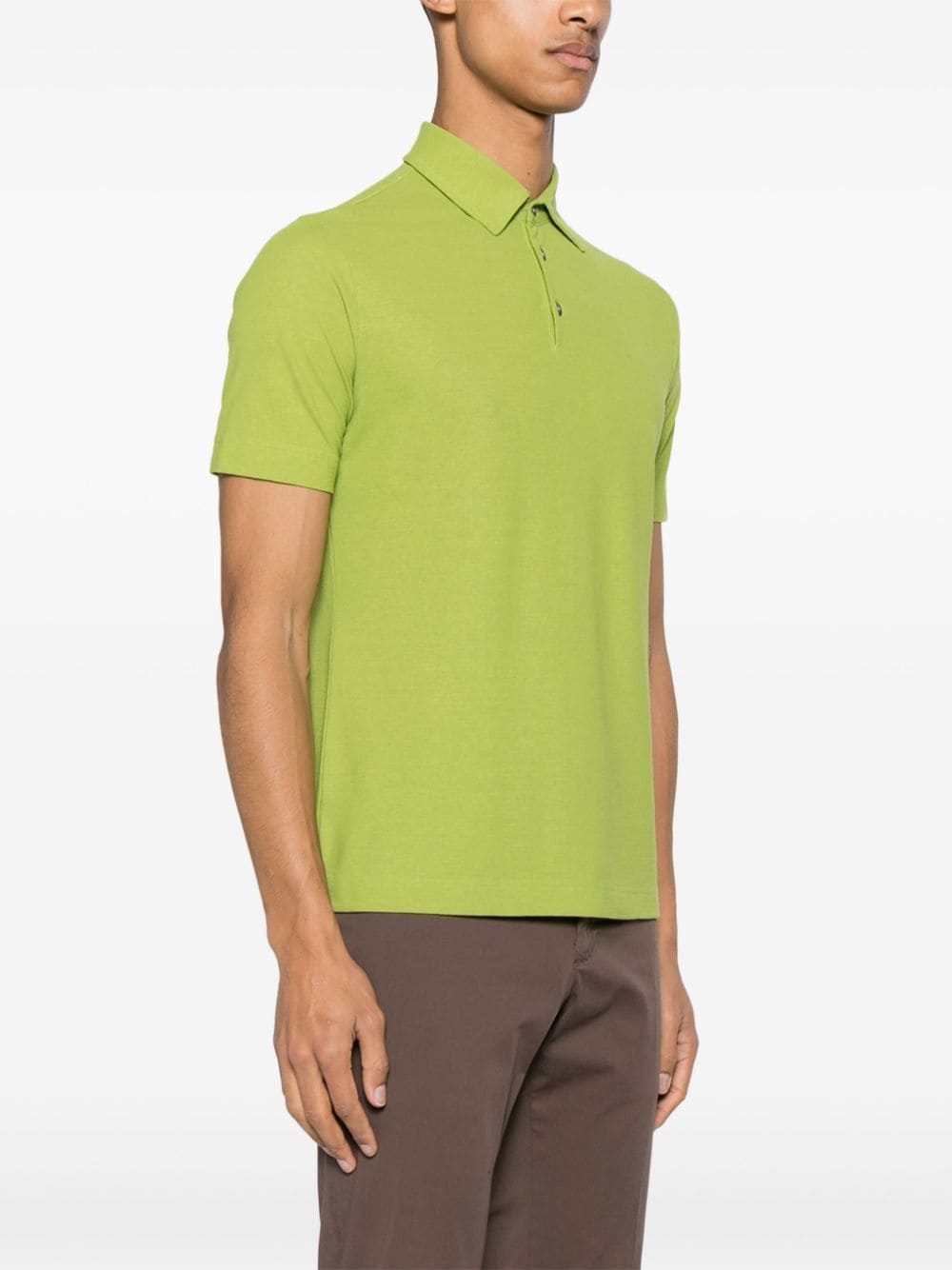 Shop Zanone Button-up Cotton Polo Shirt In Green