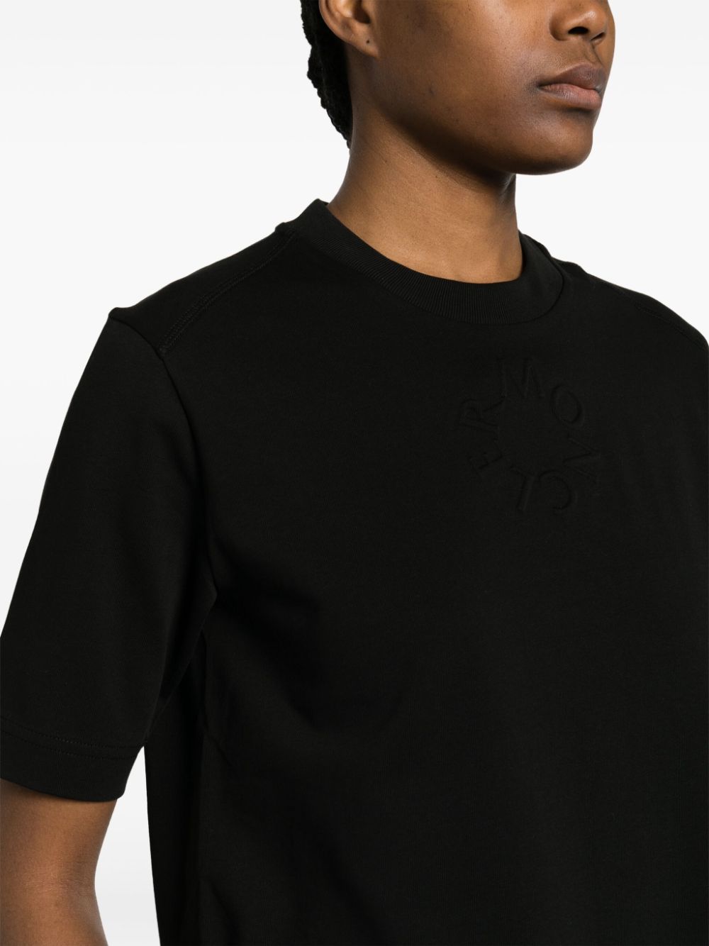 Shop Moncler Embossed-logo Cotton T-shirt In Schwarz