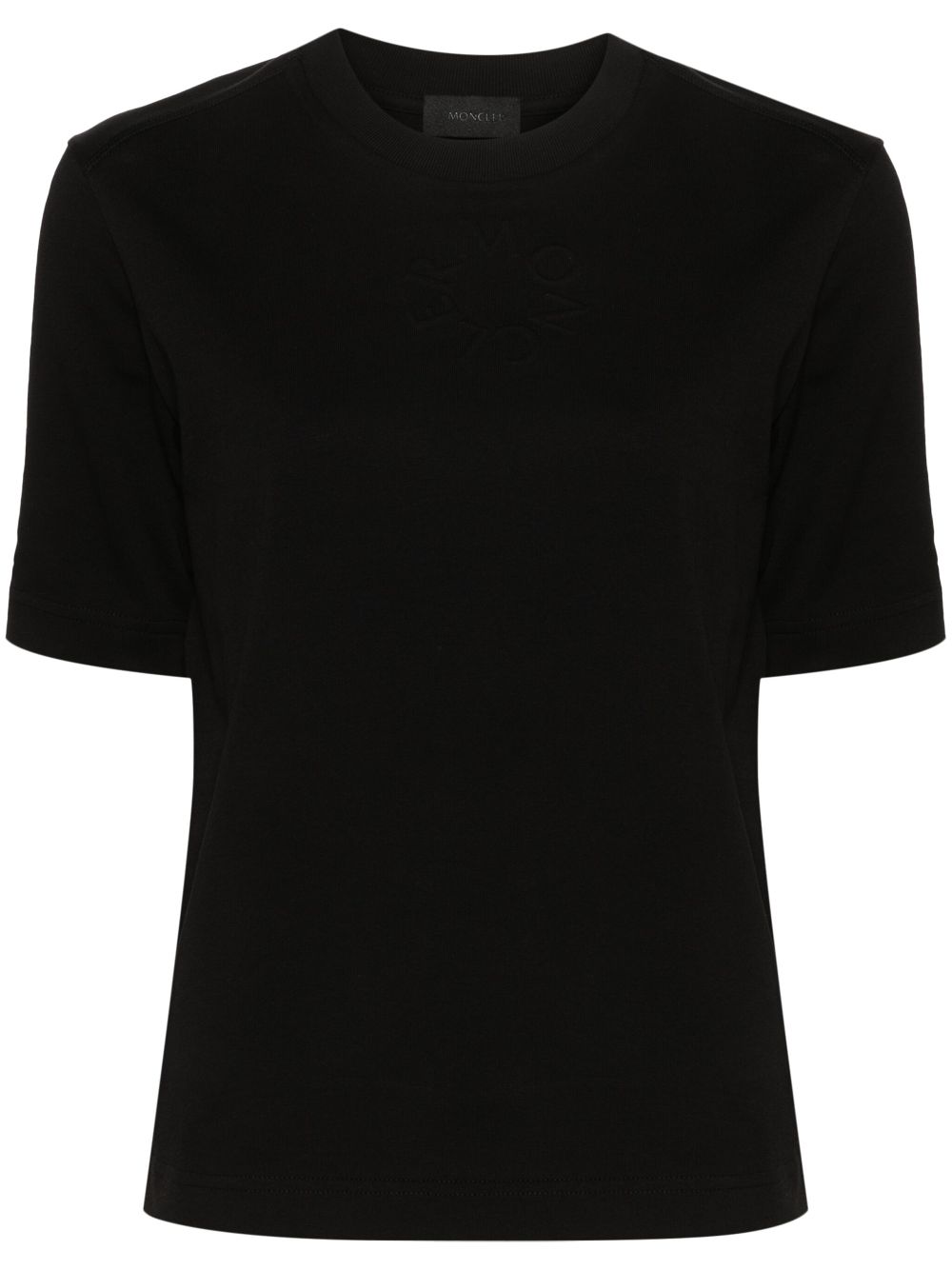 Shop Moncler Embossed-logo Cotton T-shirt In Schwarz