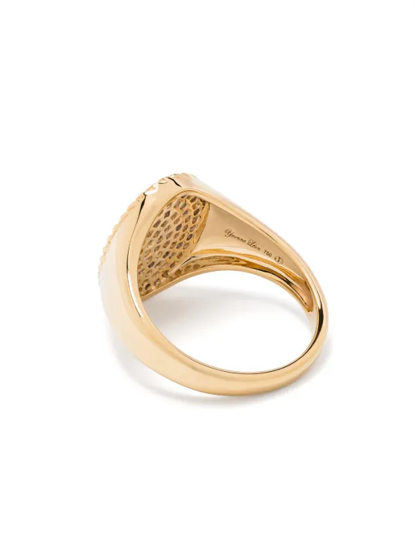 Yvonne Léon 18kt Yellow Gold Chevalière Ovale Diamond Signet