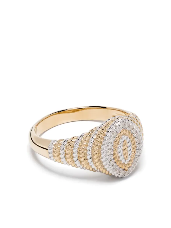 Yvonne Léon Mini Signet Ring, Marquise Style, Braided, Two-tone Gold