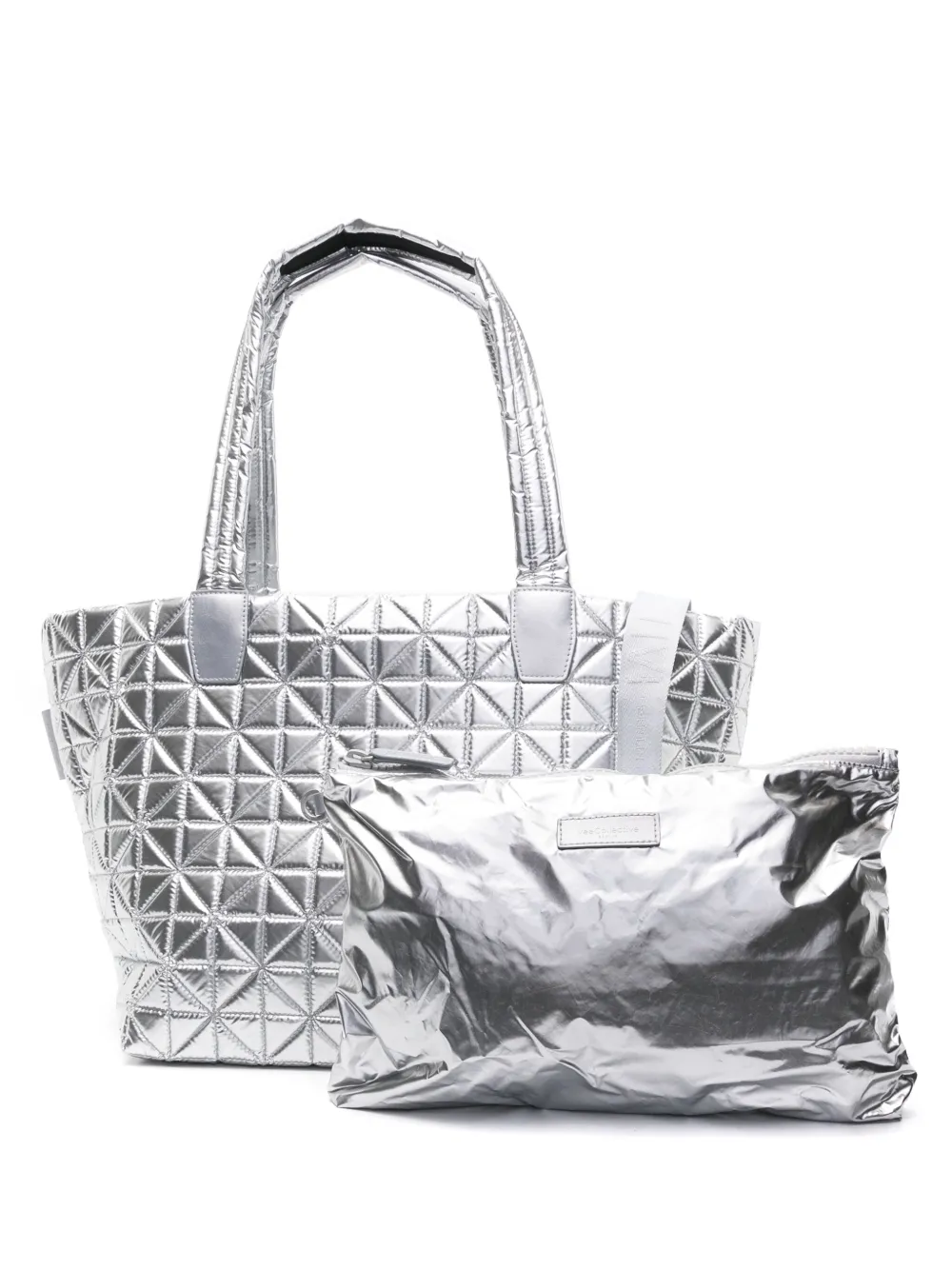 Veecollective Medium Vee Metallic Tote Bag In Metallic