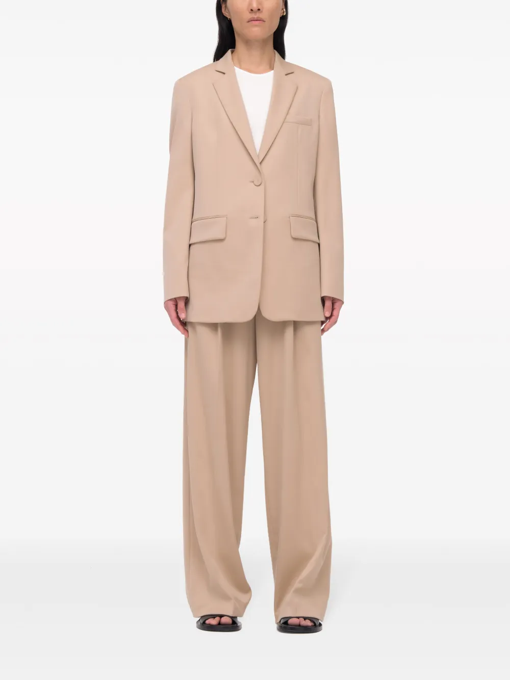 Another Tomorrow Oversized Virgin Wool Blazer In Neutral