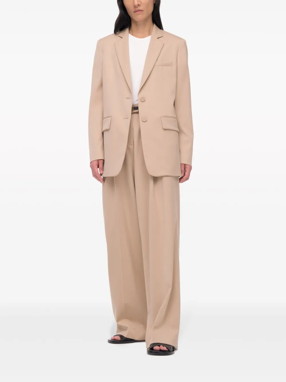Another Tomorrow Oversized Virgin Wool Blazer In Neutral