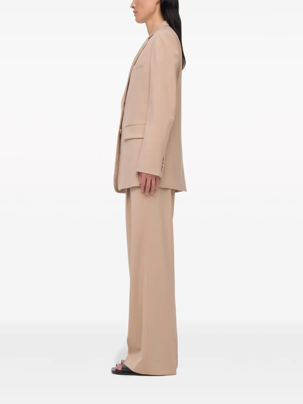 Another Tomorrow Oversized Virgin Wool Blazer In Neutral