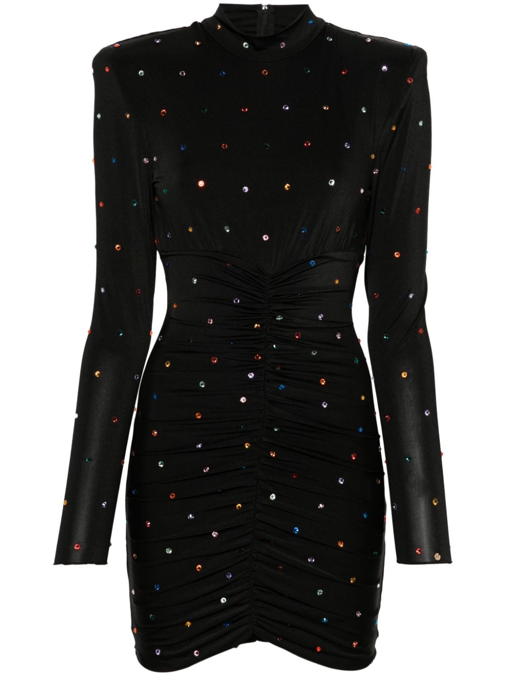 Nissa Crystal-embellished Ruched Minidress In Black