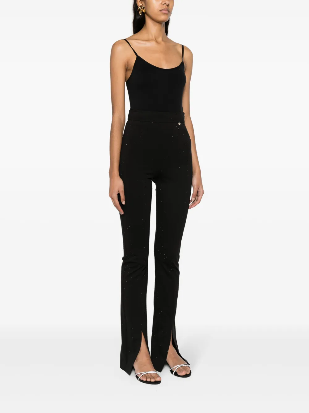 Rhinestone-Embellished Slim-Fit Trousers