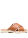 Hogan crossover-strap leather slides - Brown