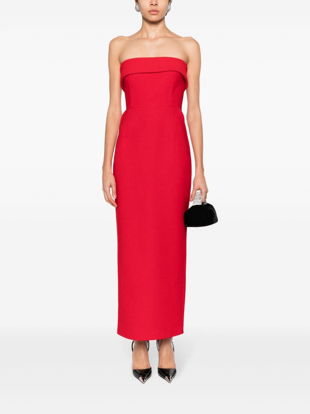 Shop The New Arrivals Ilkyaz Ozel Dart-detail Strapless Dress In Red