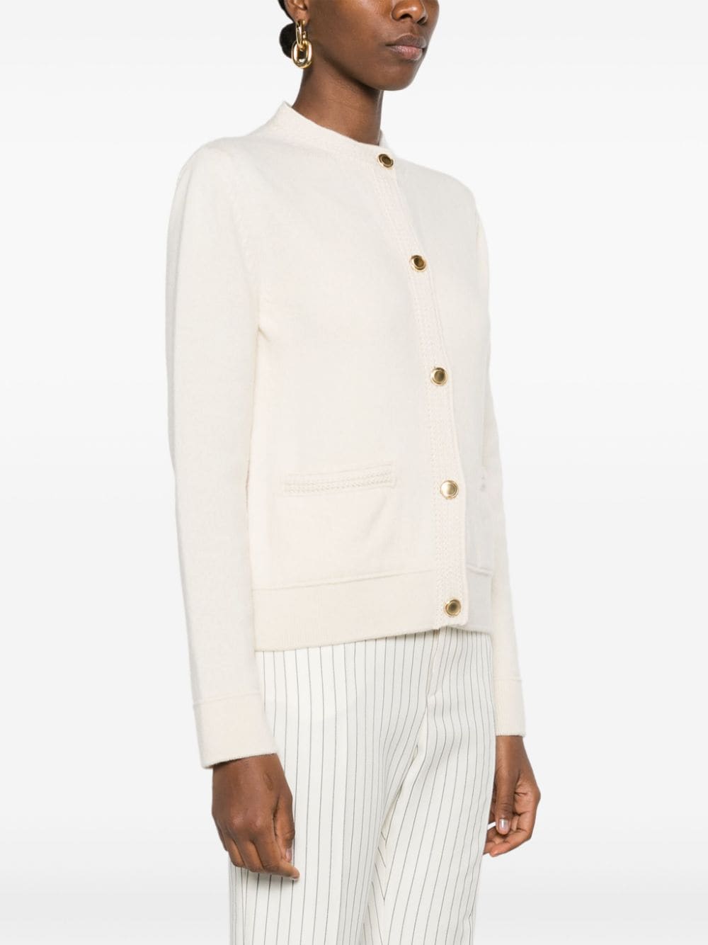 Shop Tom Ford Round-neck Cashmere Cardigan In Neutrals