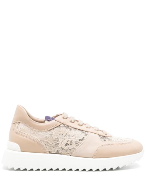 Le Silla chantilly-lace leather sneakers