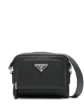 Prada enamel-logo messenger bag - Black