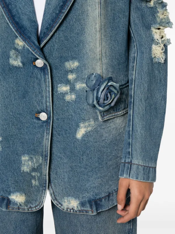 Seen Users Rose single-breasted Denim Blazer Blue FARFETCH BE