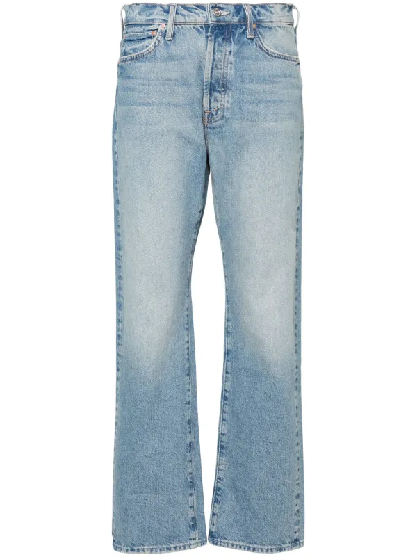 パンツ MOTHER Women Straight Pants 111051230 RGZ BLUE MOTHER Patch Pocket Rambler Zip high-rise straight-leg jeans