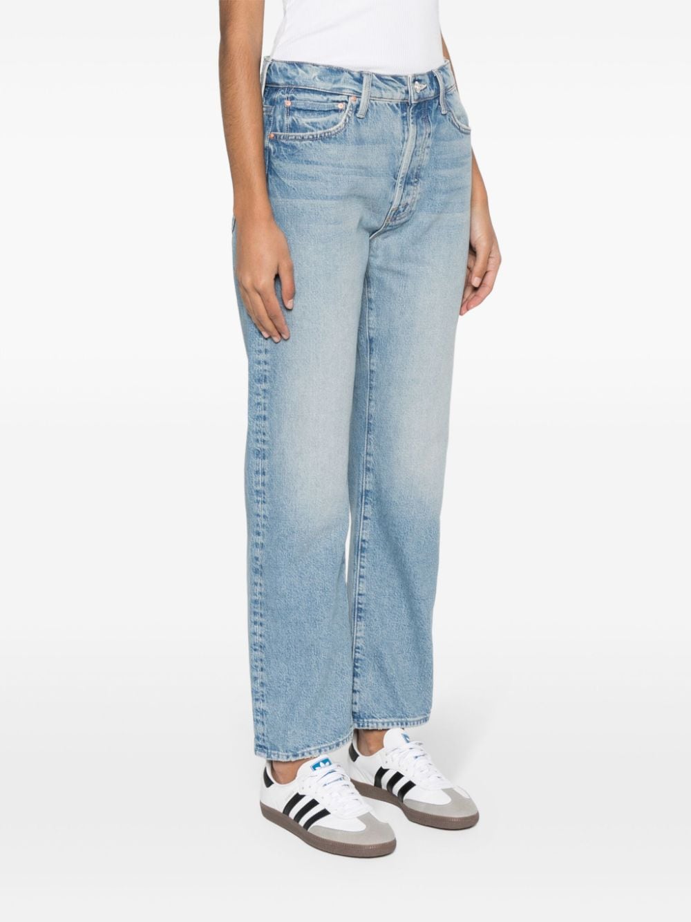 Shop Mother Ditcher Hover Mid-rise Straight-leg Jeans In Blue