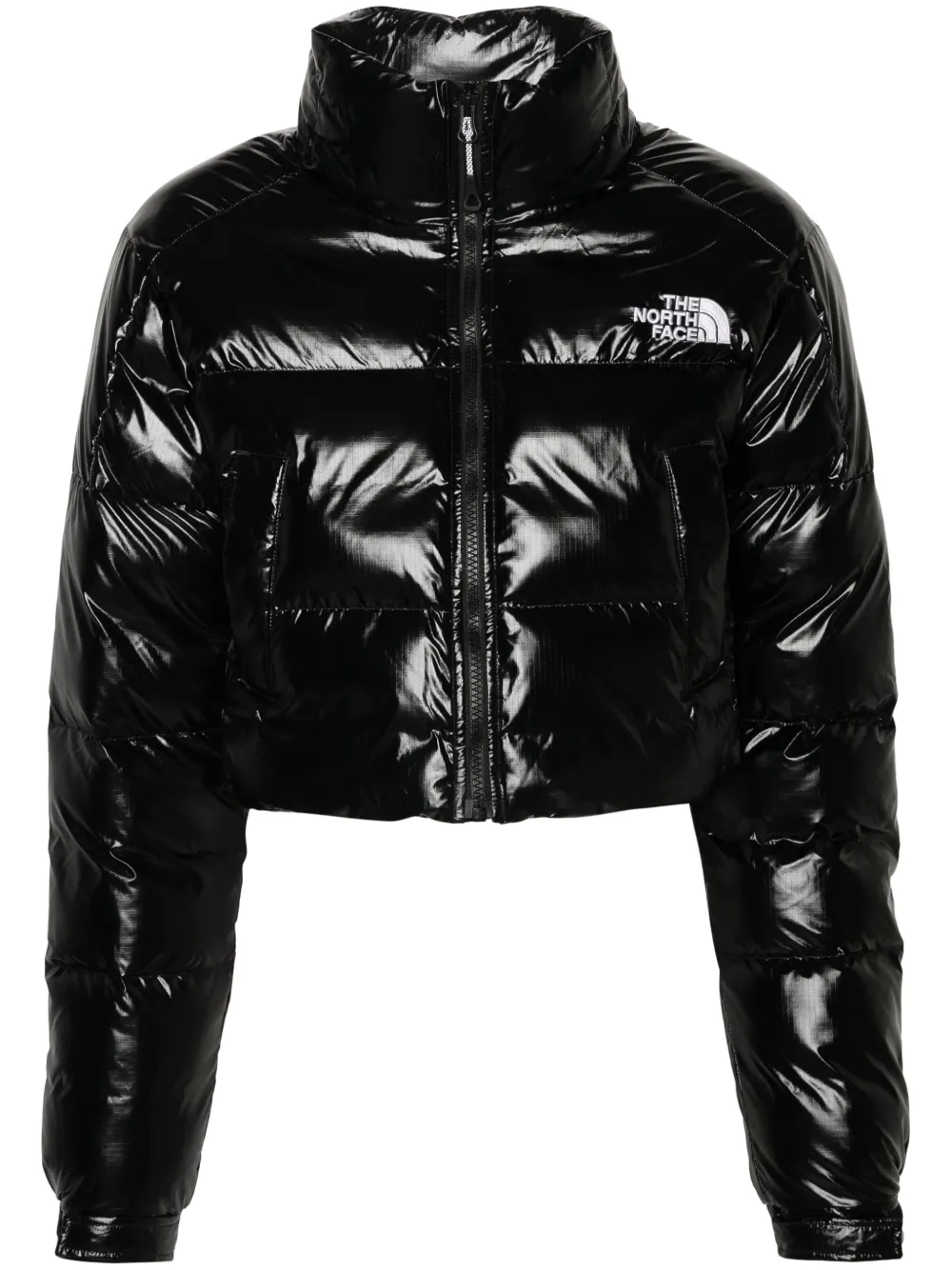 The north face top embroidered logo crop hoodie