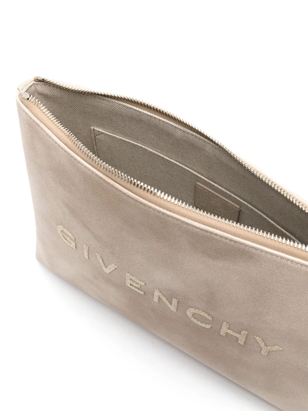 Shop Givenchy Logo-print Canvas Clutch Bag In Neutrals