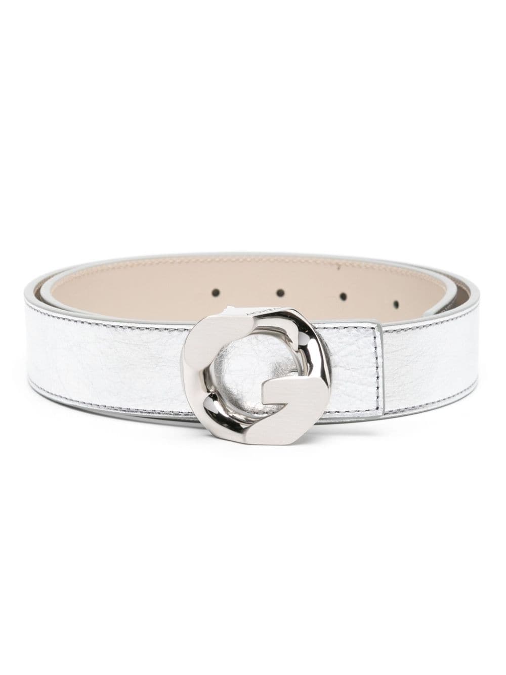 Givenchy G-chain Buckle Leather Belt In Silver