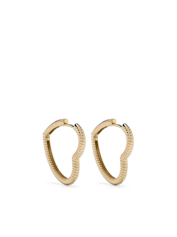 Yvonne Léon 9kt Yellow Gold Coeur Heart Hoop Earrings