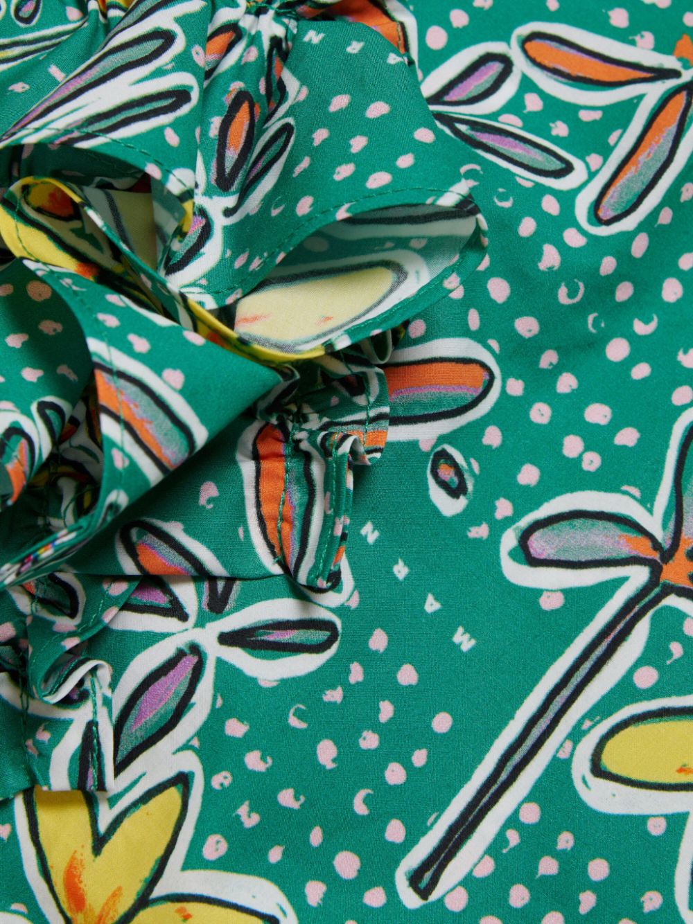 Shop Marni Ruffle-detailed Cotton Dress In Green