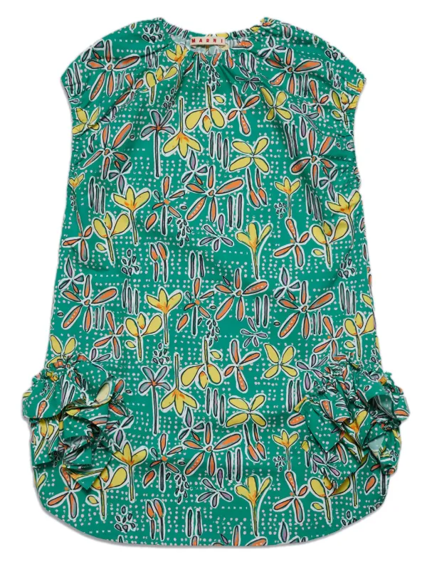Marni Kids ruffle-detailed Cotton Dress Green FARFETCH VN