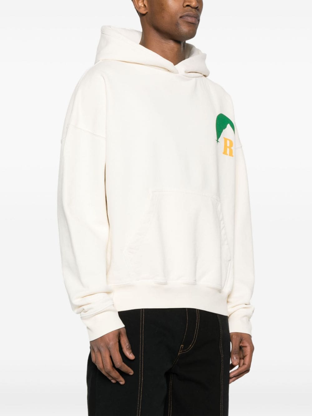 Shop Rhude Moonlight Cotton Hoodie In White