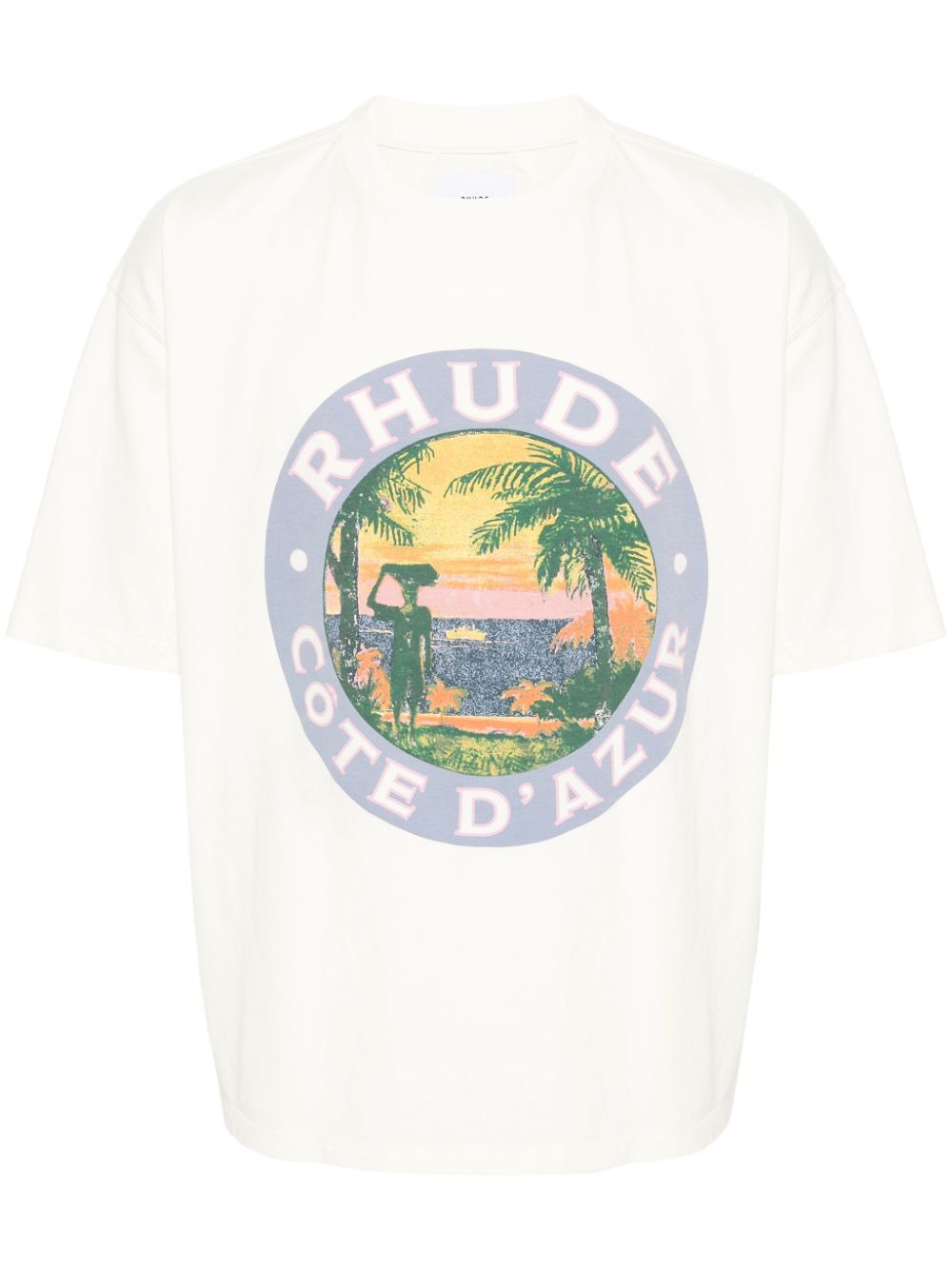 Rhude Lago Cotton T-shirt In Neutrals