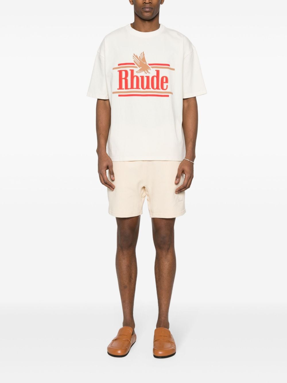 Shop Rhude Logo-embroidered Piqué Shorts In Yellow
