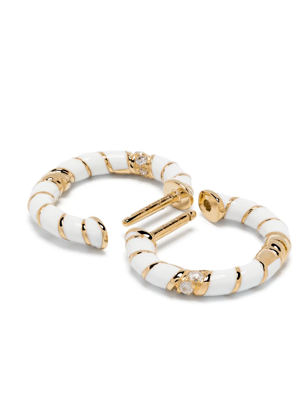 Shop Yvonne Léon 9kt Yellow Gold Paire De Créoles Diamond Hoop Earrings