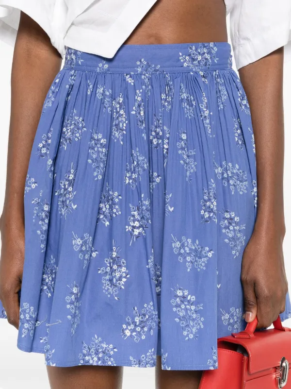 Polo Ralph Lauren Minijupe Plissee a Fleurs Bleu FARFETCH TN