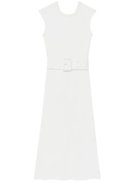 Another Tomorrow belted bias-cut midi dress