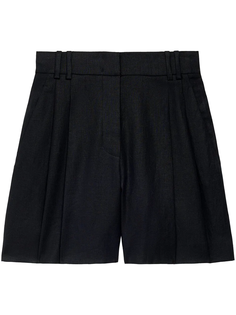 Another Tomorrow linen pleated shorts - Black