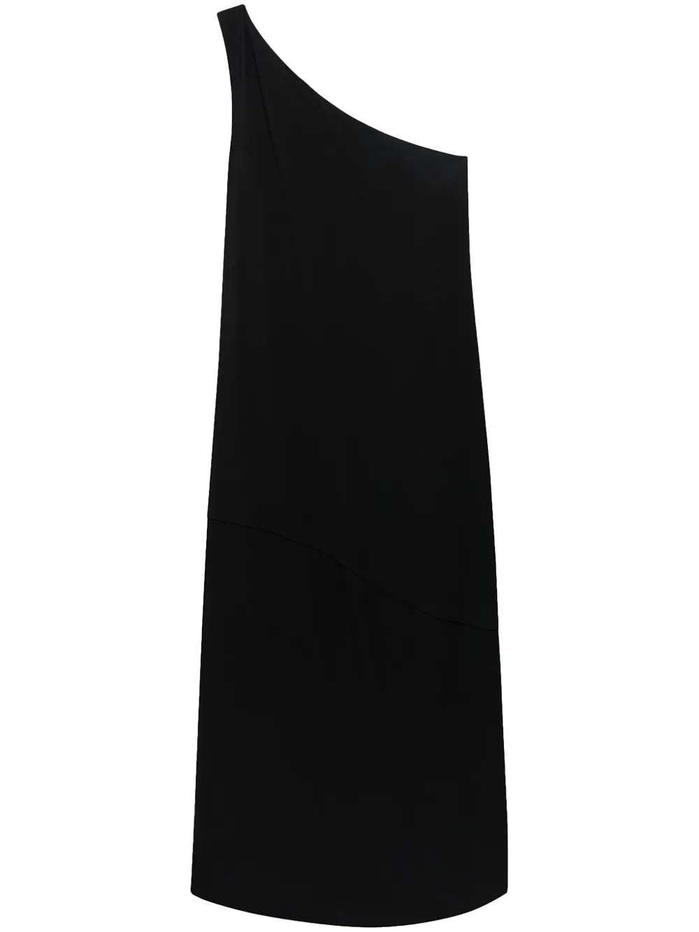 Another Tomorrow One-Shoulder-Kleid mit Ballonsaum - Schwarz