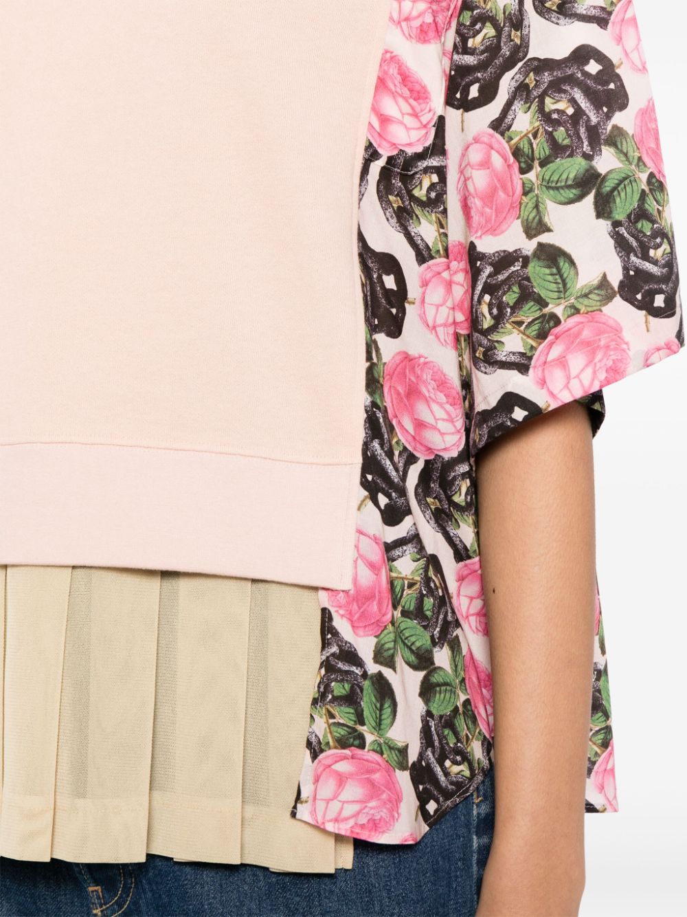 Shop Undercover Floral-print Layered Cotton T-shirt In Pink
