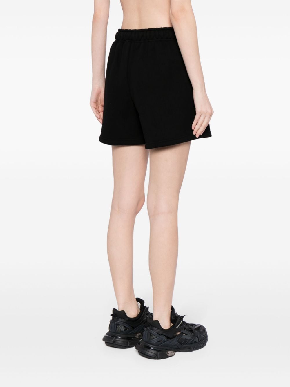 Shop Kimhēkim Drawstring-waist Cotton Shorts In Black