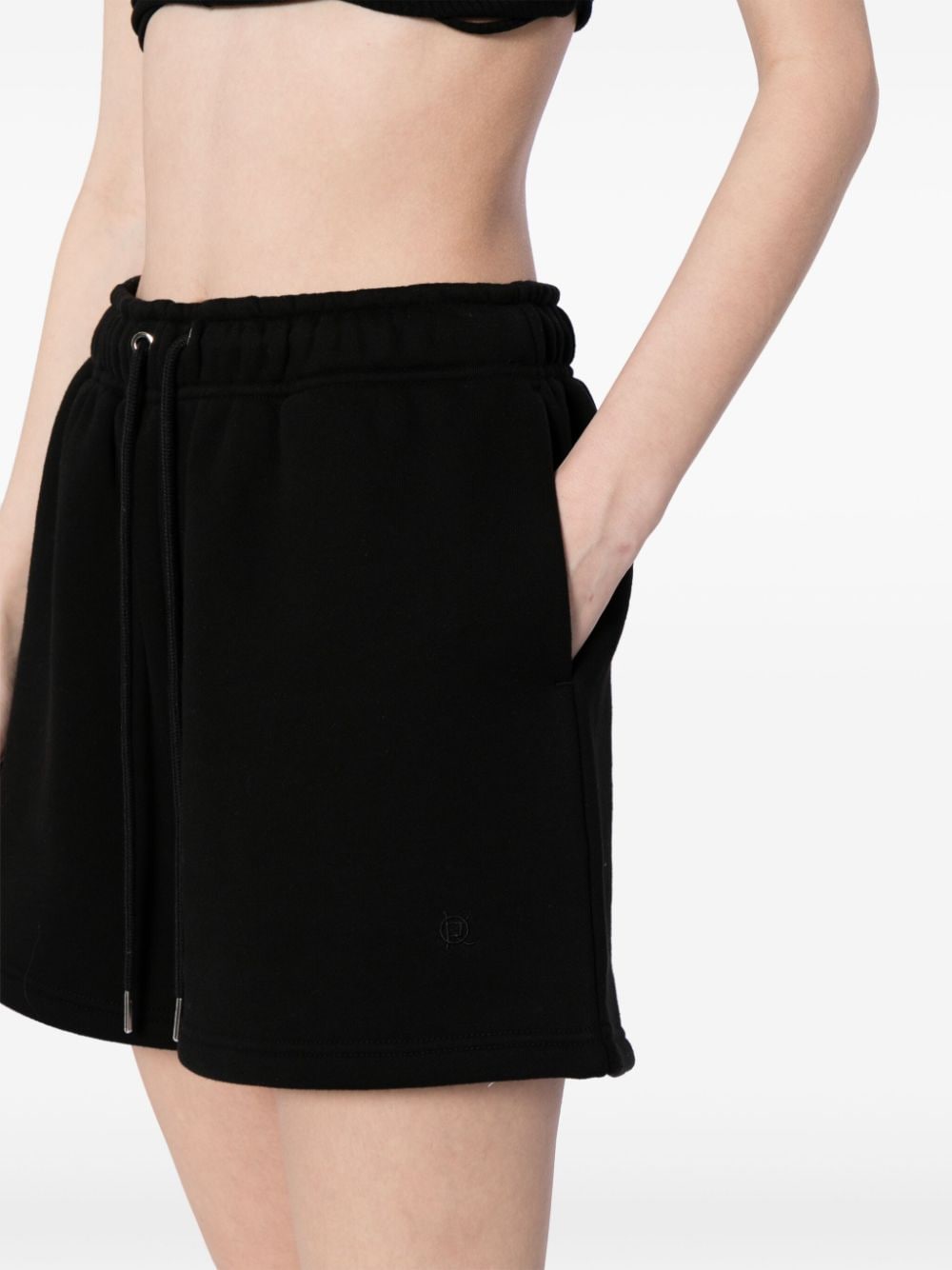 Shop Kimhēkim Drawstring-waist Cotton Shorts In Black