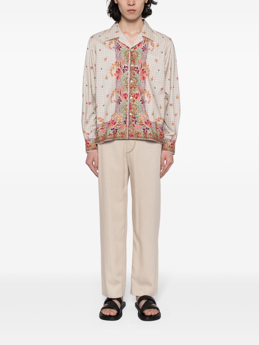 Shop Bode Floral-print Cotton Shirt In Multicolour