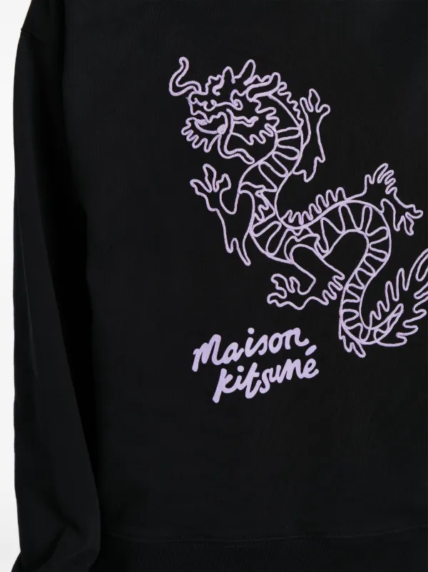 Maison Kitsuné Chinese Dragon Cotton Sweatshirt | Black | FARFETCH AO