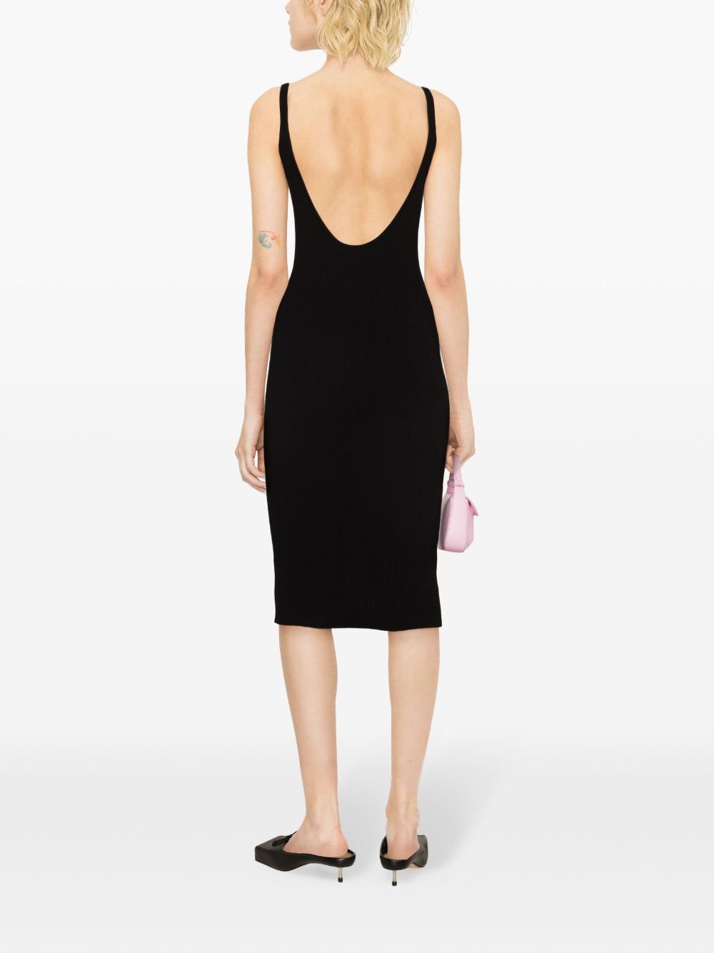 Miu Miu logo-plaque ribbed midi dress Women