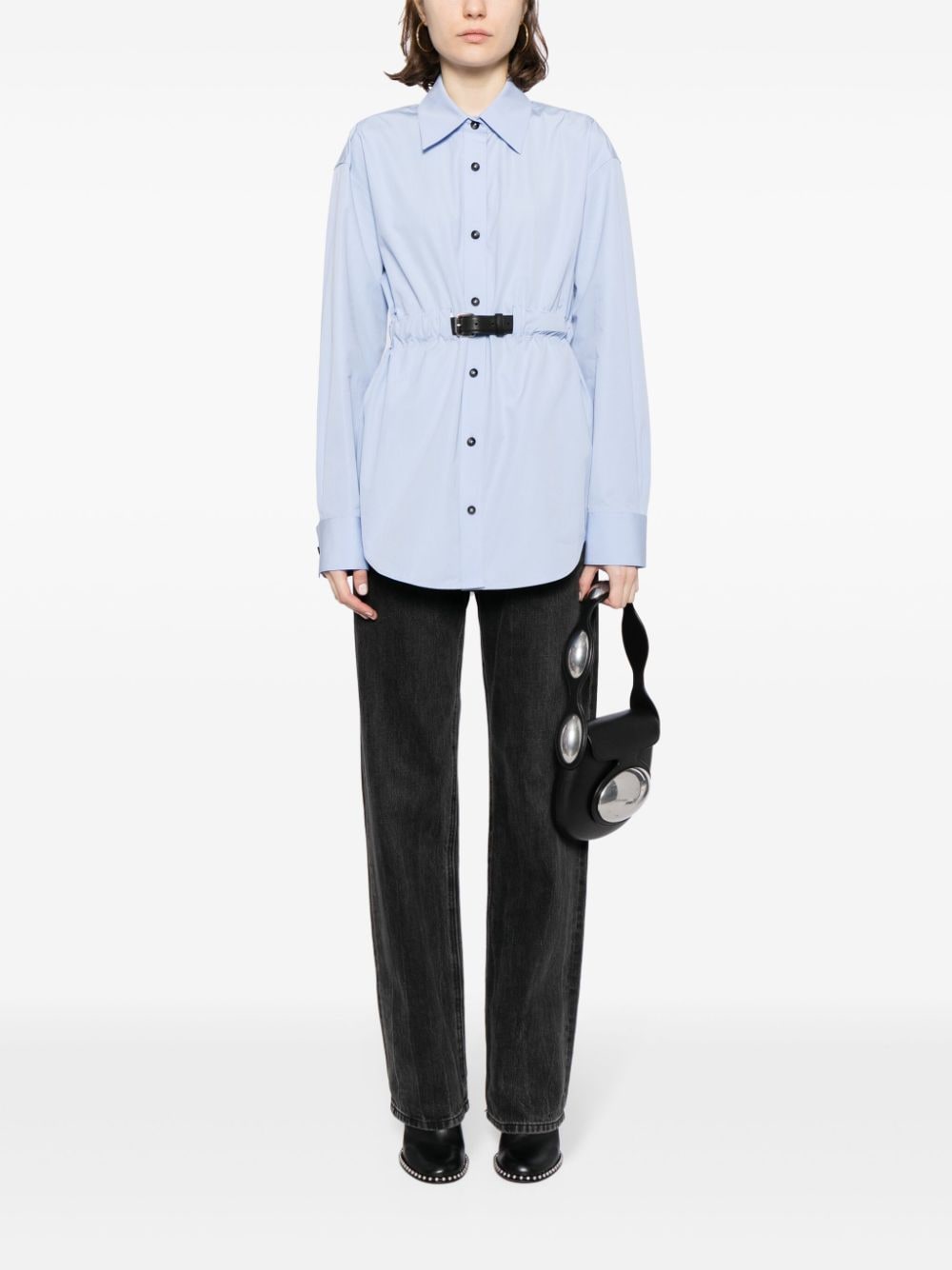 Alexander Wang belted cotton shirt - Blauw