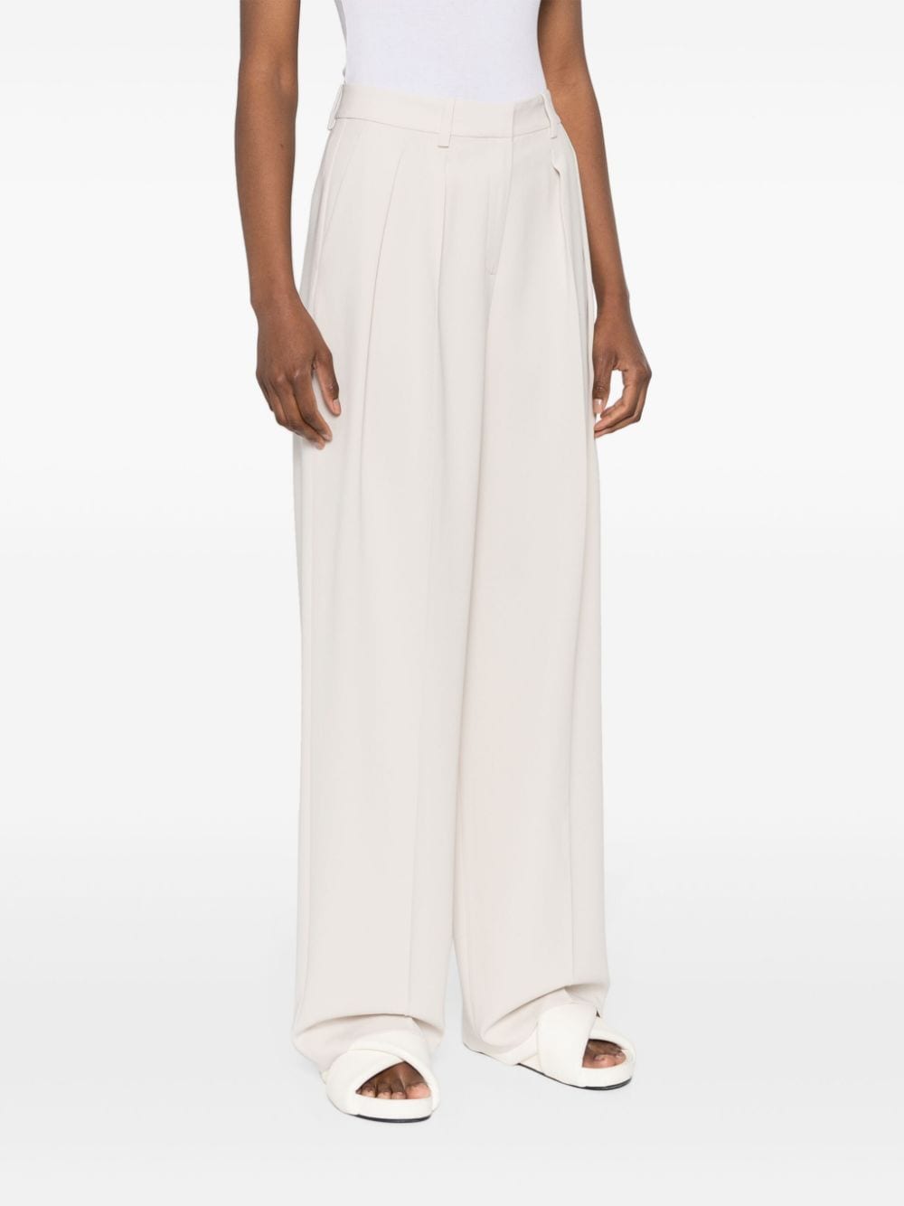 Shop Theory Pleat-detailing Palazzo Pants In Neutrals