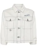 CHOCOOLATE logo-embroidered denim jacket - White