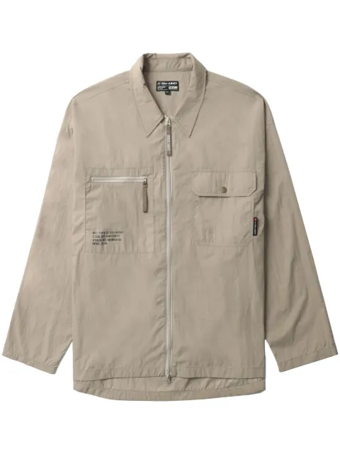 izzue text-print zip-up shirt