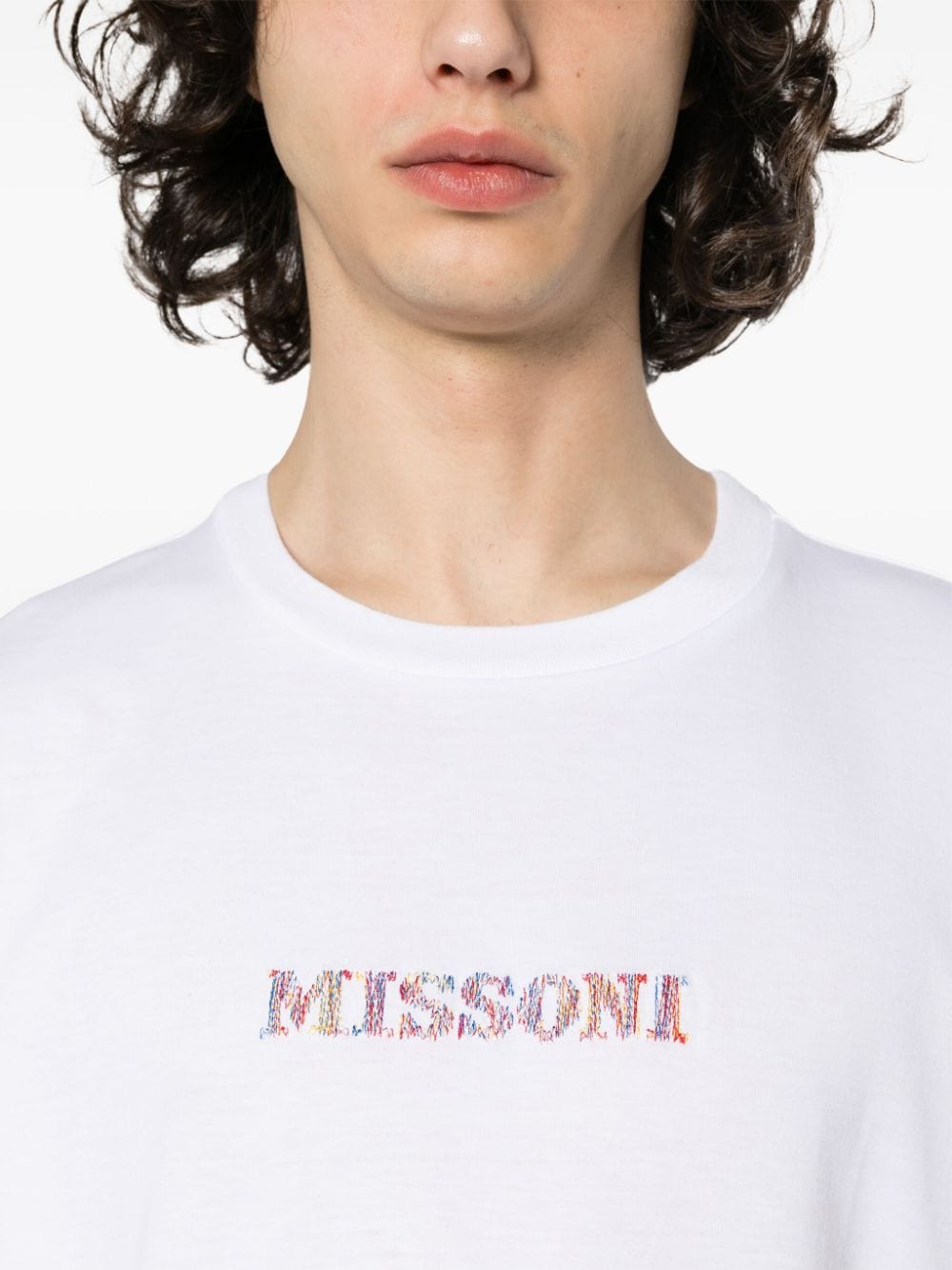 Shop Missoni Embroidered-logo Cotton T-shirt In White