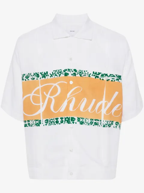 RHUDE camisa de tejido cambray con logo estampado