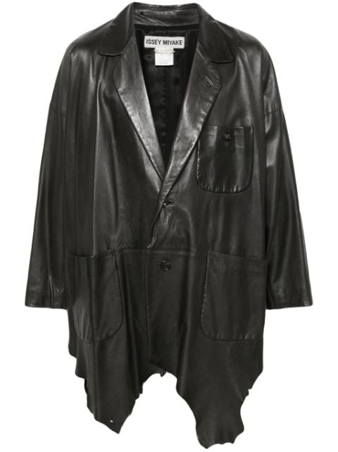 Issey Miyake Pre-Owned handkerchief-hem leather coat